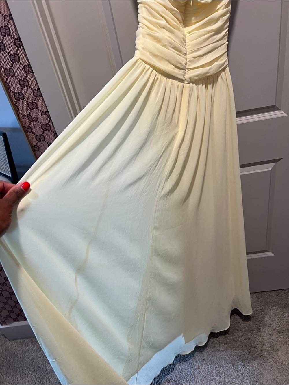 Hello Molly Pale Yellow Chiffon Maxi Dress with Removable Brooch|Romantic - Picture 10 of 10